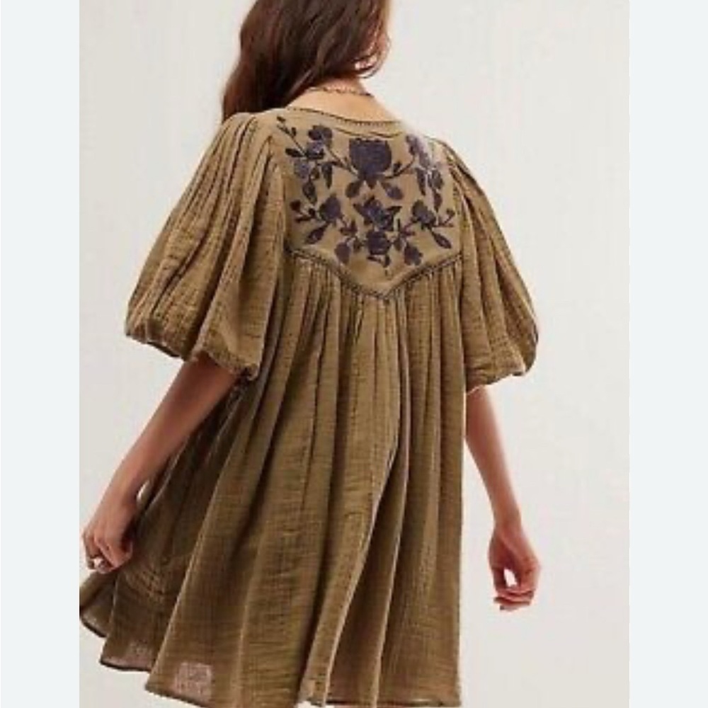 Embroidered Olive Dress free people